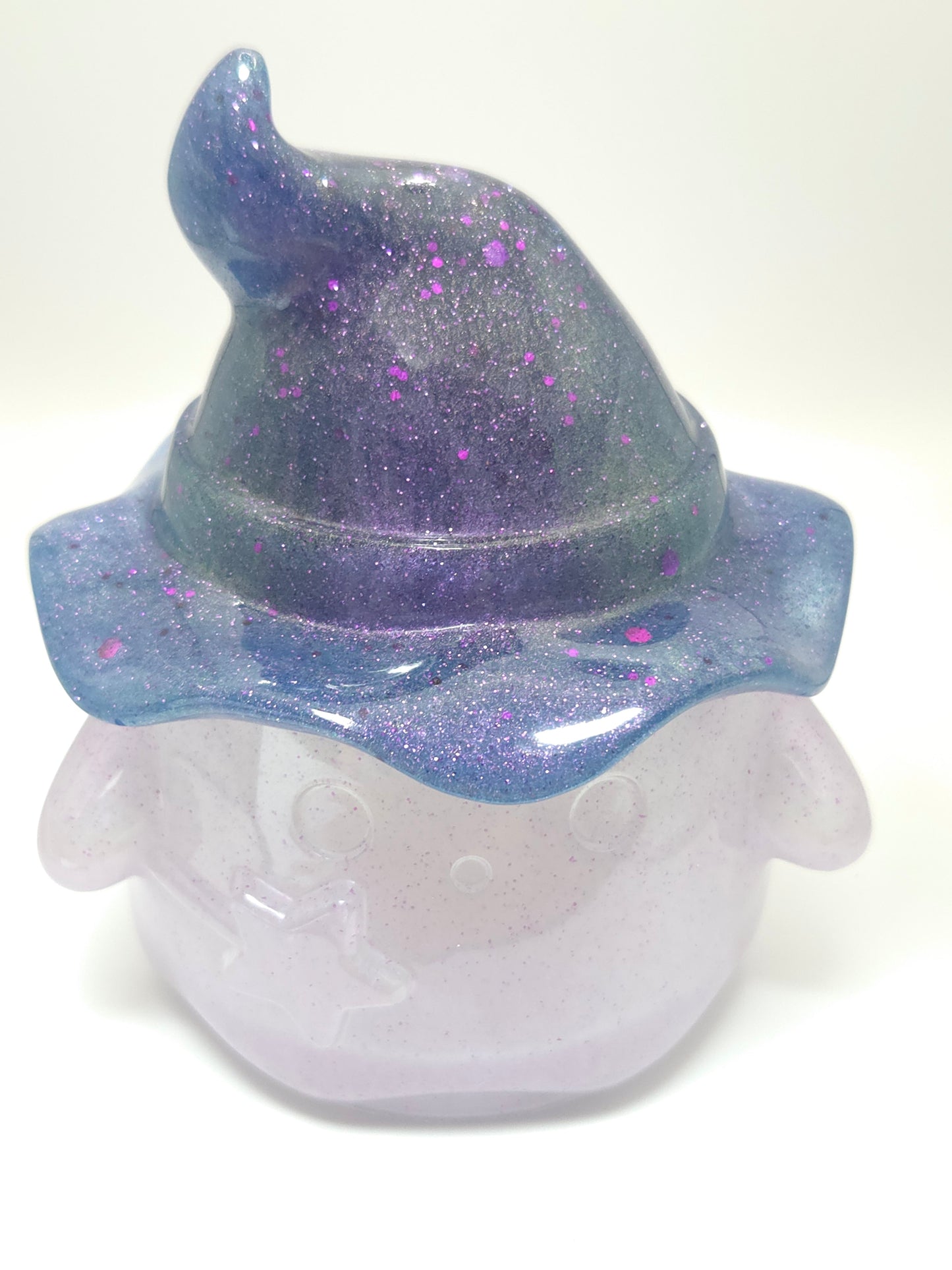 Galaxy Witch Hat Ghost Jar – Handmade Resin Trinket Holder with Sparkle
