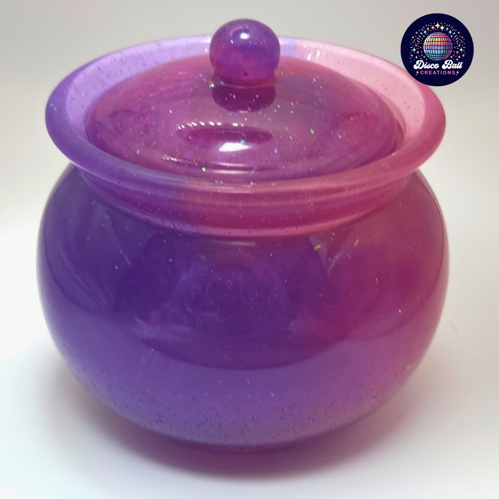 Glitter Resin Jar - Lidded Decorative Storage Pot