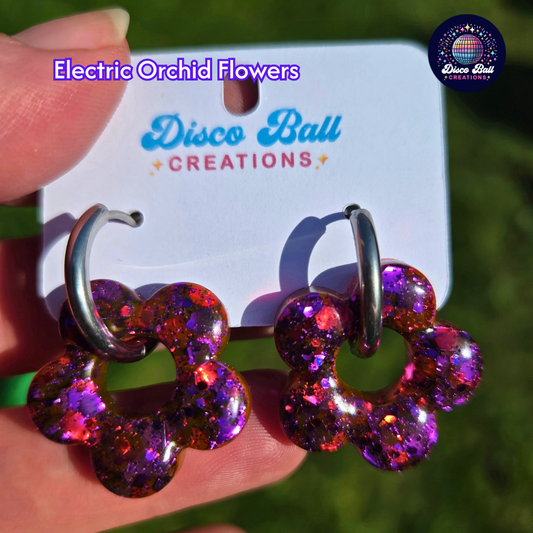 Hoop Drops - Hand-Poured Resin Heart, Flower, Hoop & Star Earrings