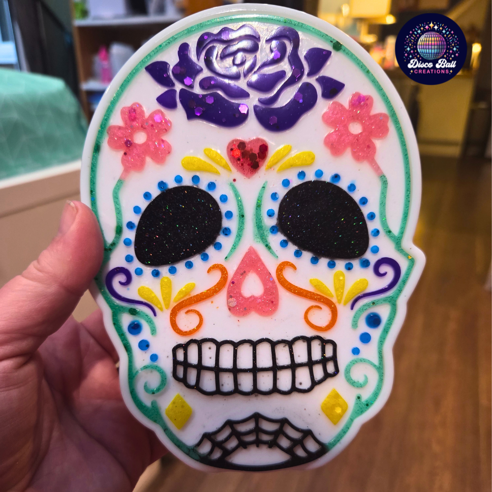 Día de Muertos Sugar Skull Pot with Lid | Resin Calavera Trinket Box | Day of the Dead Home Décor