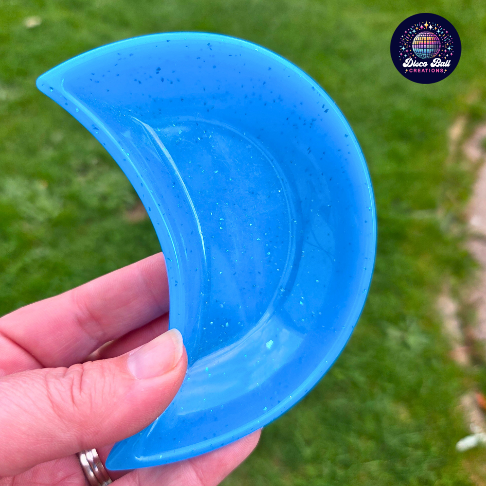 Celestial Crescent Dish - Sparkly Moon Resin Tray for Keepsakes