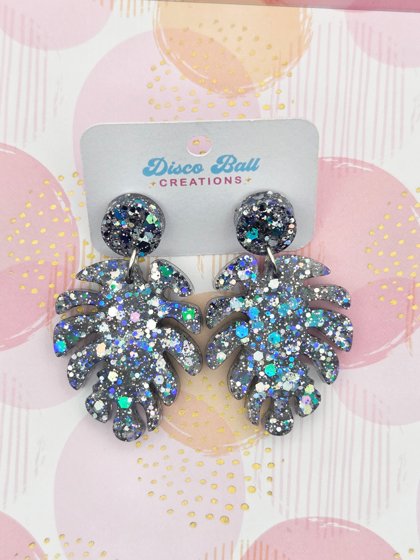 Glittering Monstera Leaf Earrings – Tropical Glam Statement Jewellery