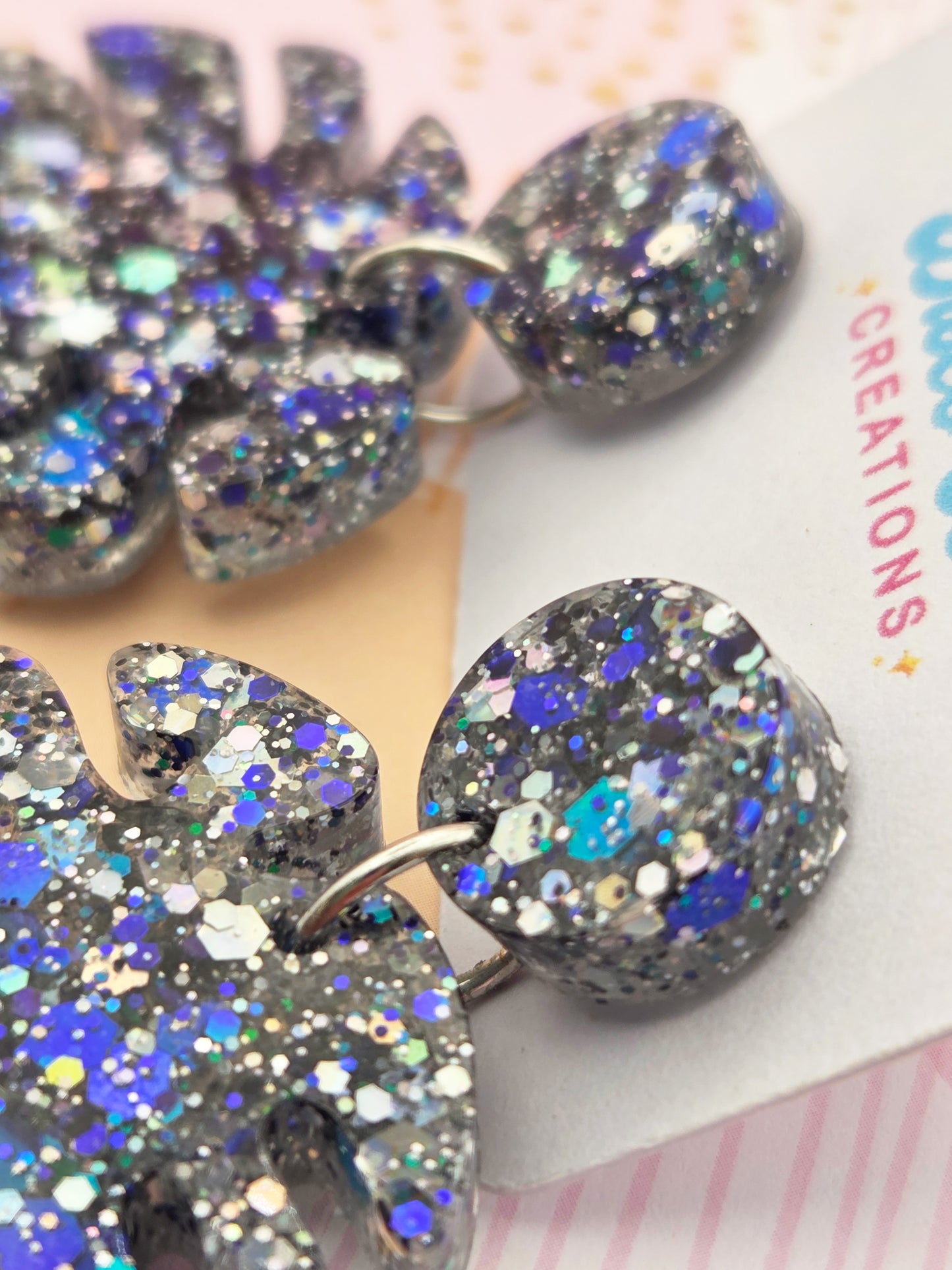 Glittering Monstera Leaf Earrings – Tropical Glam Statement Jewellery