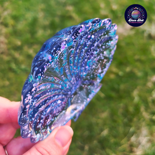 Glitter Resin Clamshell Trinket Dish | Blue Mermaid Shell Tray