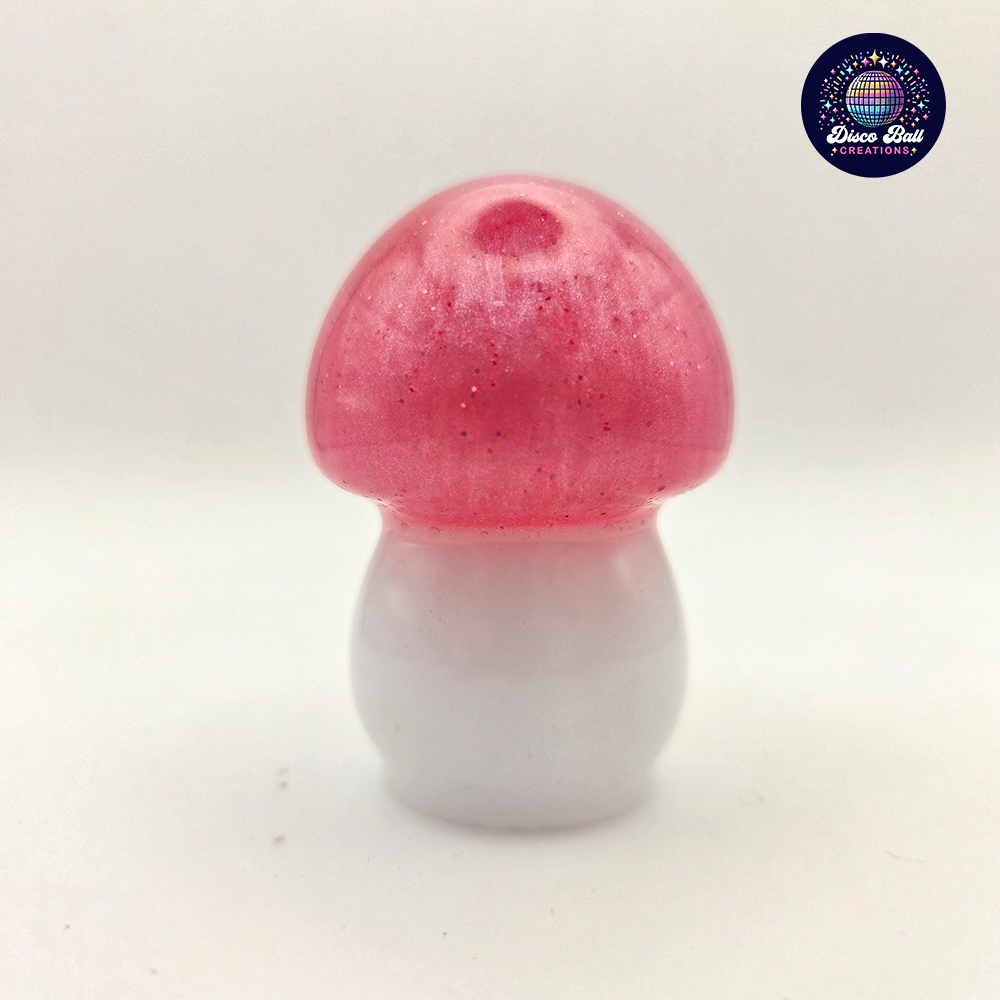 Tiny Resin Toadstool - Pink & White Twinkling Treasure