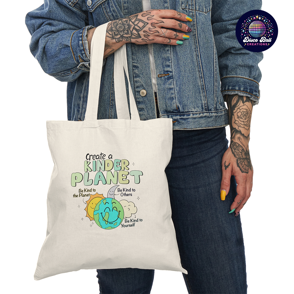 Create a Kinder Planet Tote Bag – Eco-Friendly Reusable Bag with Positive Message