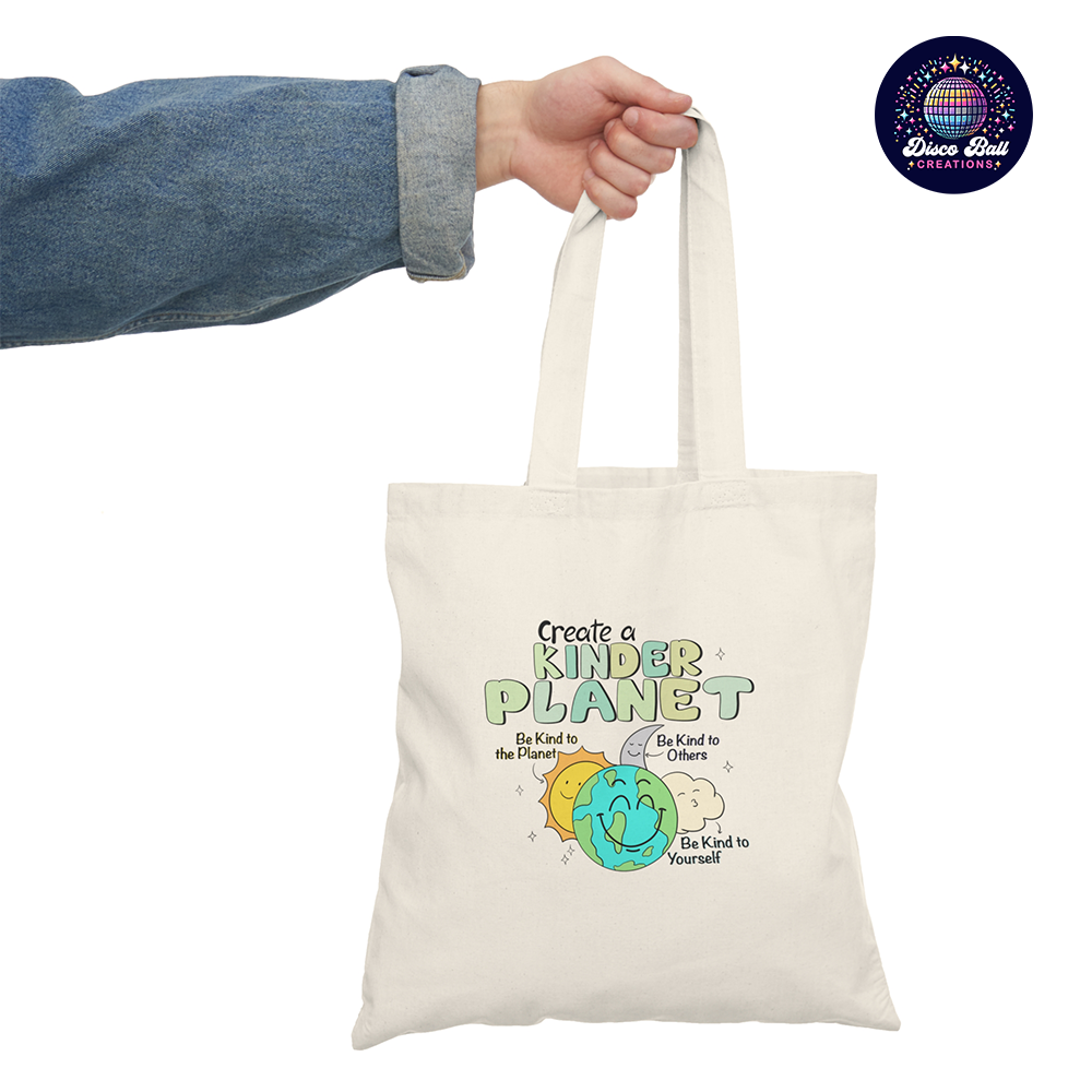 Create a Kinder Planet Tote Bag – Eco-Friendly Reusable Bag with Positive Message