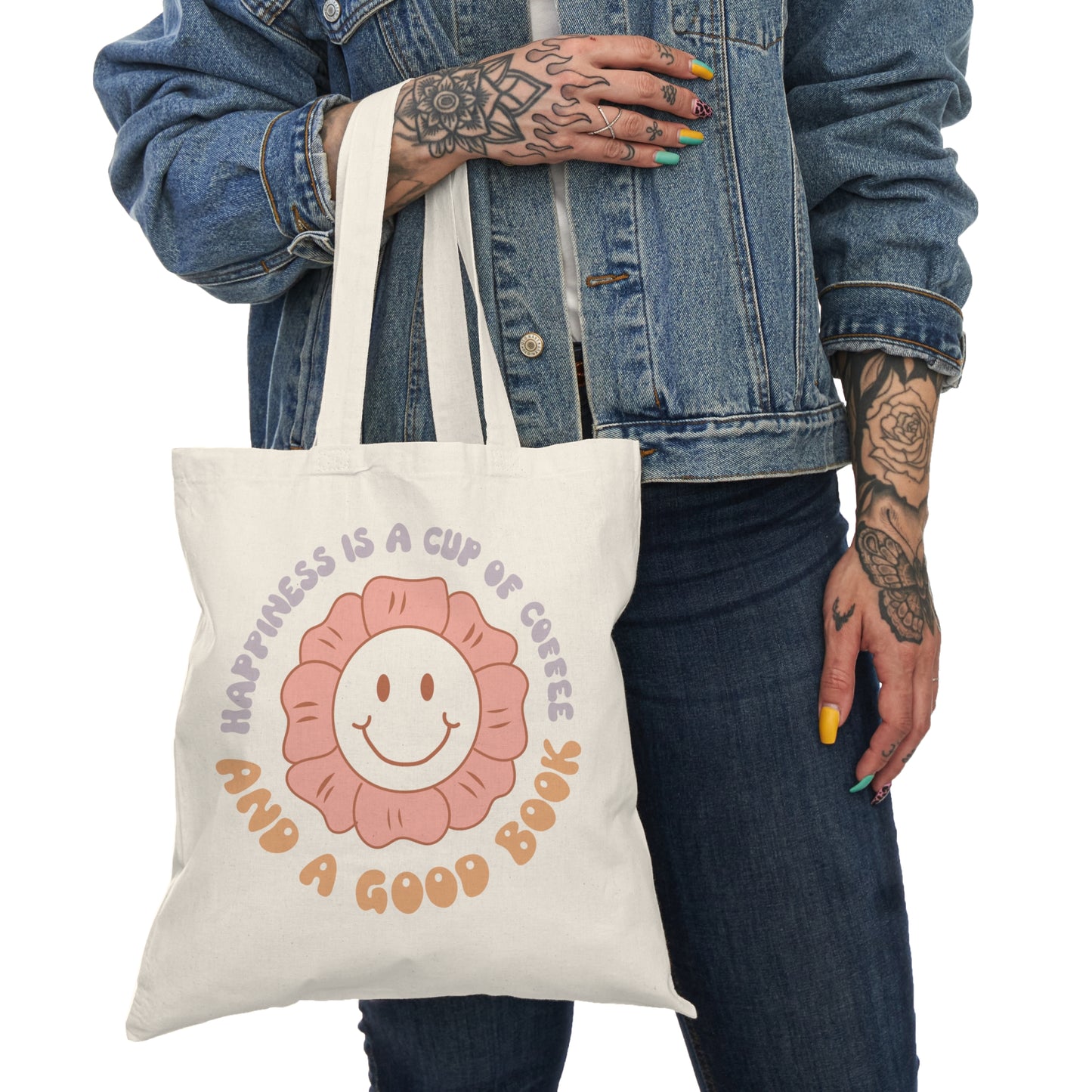 Happiness Is Coffee & A Good Book Tote Bag | Cozy Reader Gift