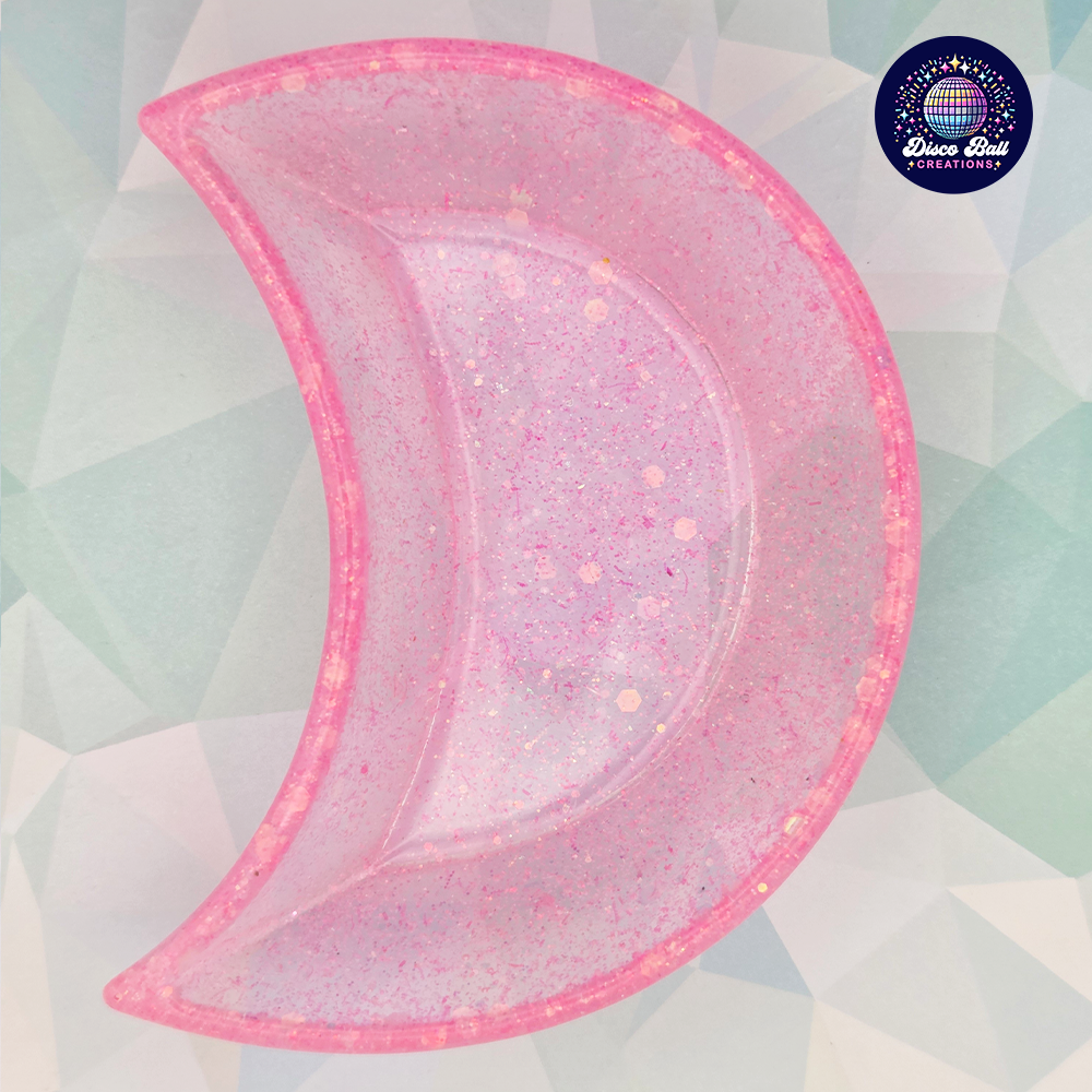 Celestial Crescent Dish - Sparkly Moon Resin Tray for Keepsakes