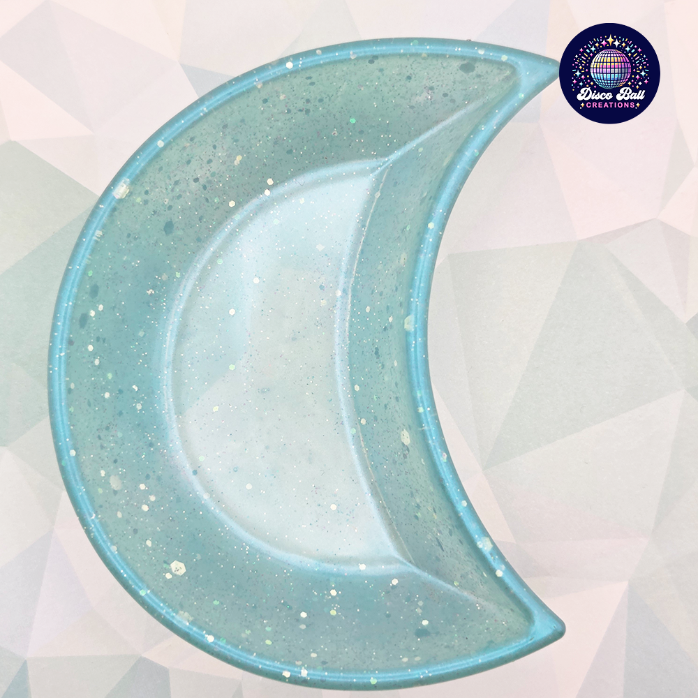 Celestial Crescent Dish - Sparkly Moon Resin Tray for Keepsakes