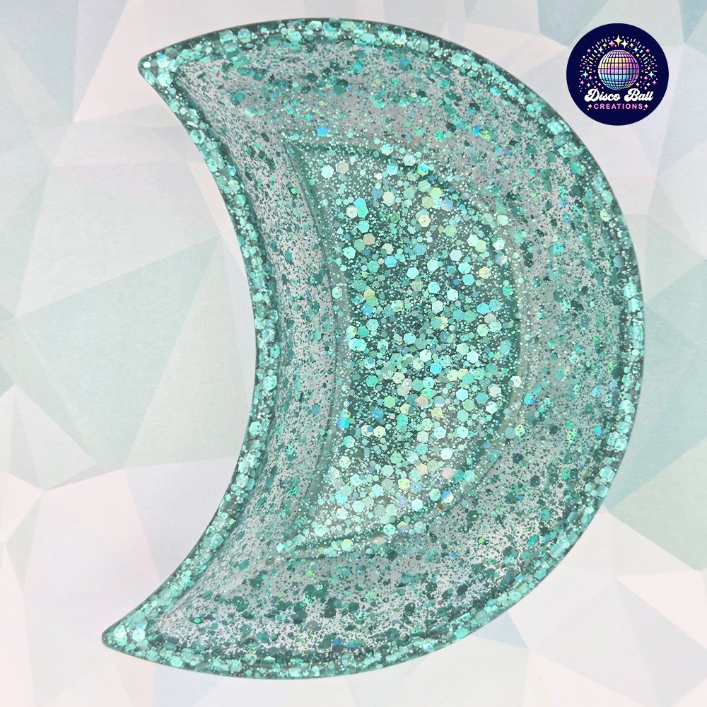 Celestial Crescent Dish - Sparkly Moon Resin Tray for Keepsakes