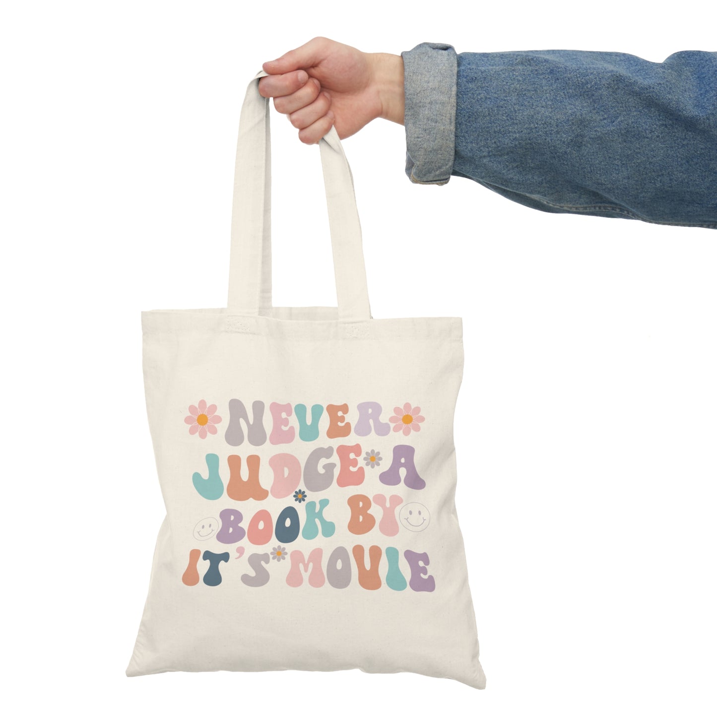 Never Judge a Book By Its Movie Tote Bag | Funny Reader Gift