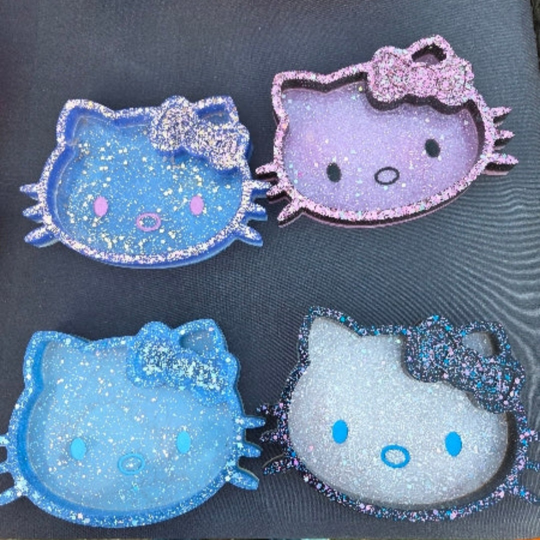 Sparkle Kitty Trinket Tray | Cute Cat Jewellery Dish | Kawaii Glitter Resin Decor