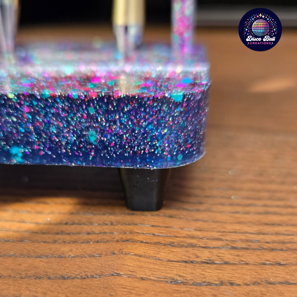 Twinkling Treasures Glitter Pen Stand - Handmade Resin Desk Tidy