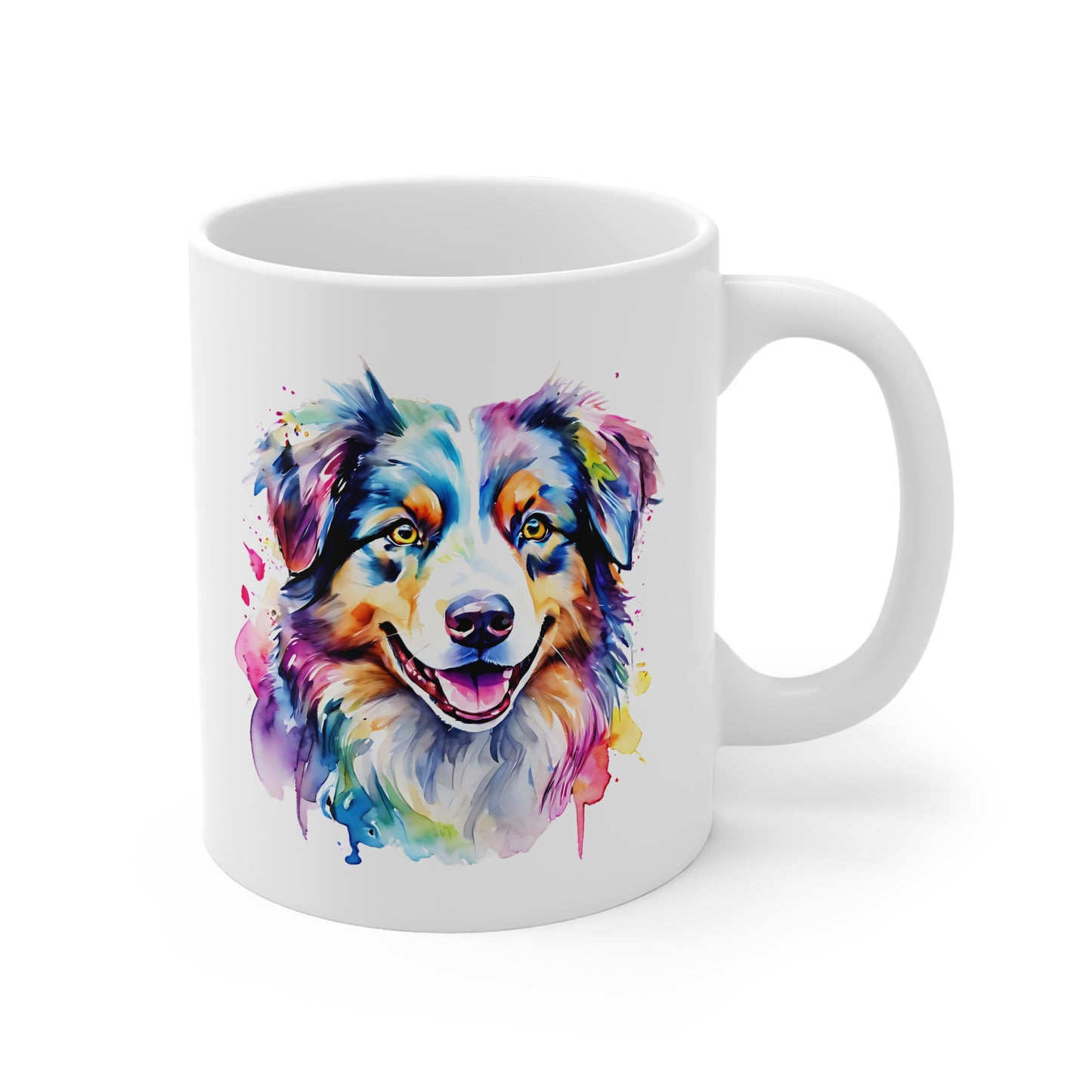 Australian Shepherd Mug Watercolour  – Watercolour Dog Art, Colourful Gift for Pet Lovers