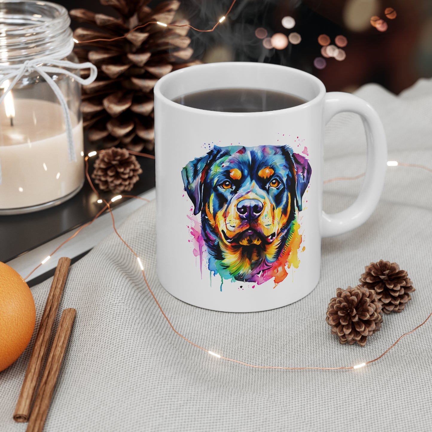 Rottweiler Mug – Watercolour Dog Art, Unique Gift for Rottweiler Lovers