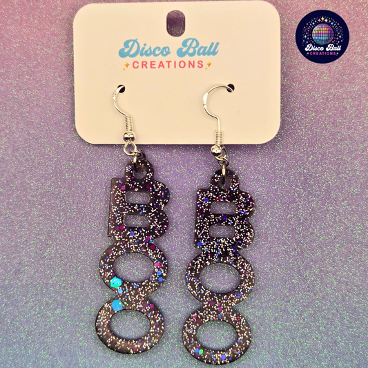 'BOO' Statement Earrings | Spooky Gothic Resin Jewellery | Unique Halloween Accessories