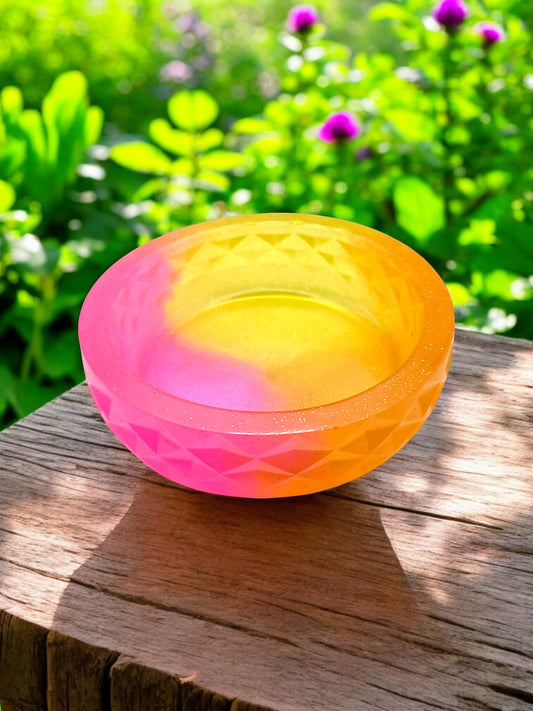 Sunset Glow Resin Geometric Bowl