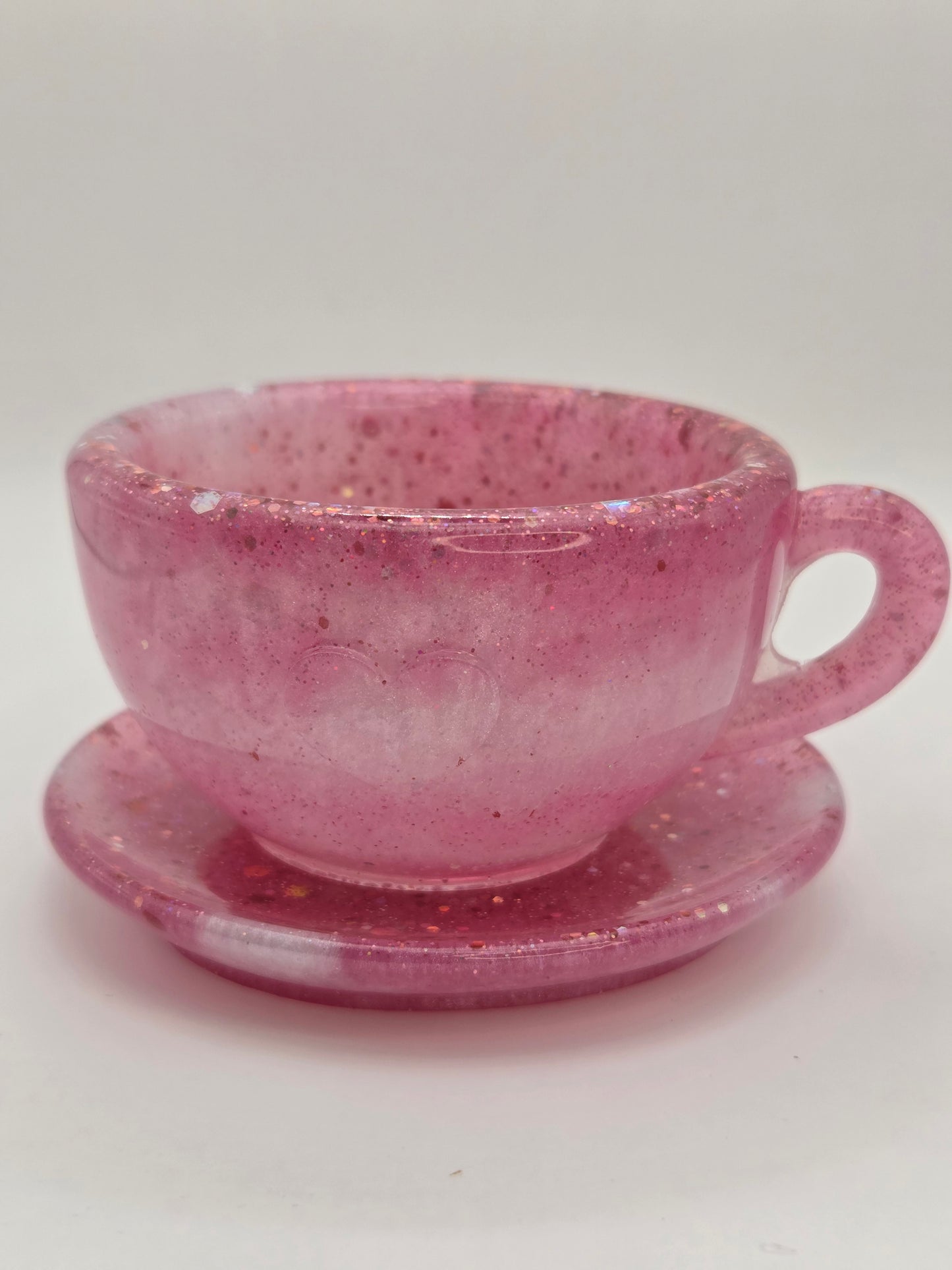 Pink Glitter Resin Teacup Tea Light Holder – Decorative Candle Holder & Trinket Dish