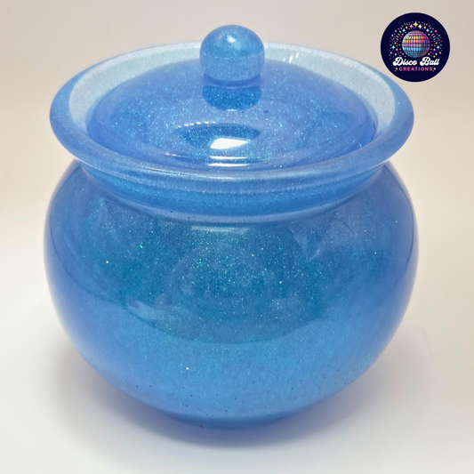 Glitter Resin Jar - Lidded Decorative Storage Pot