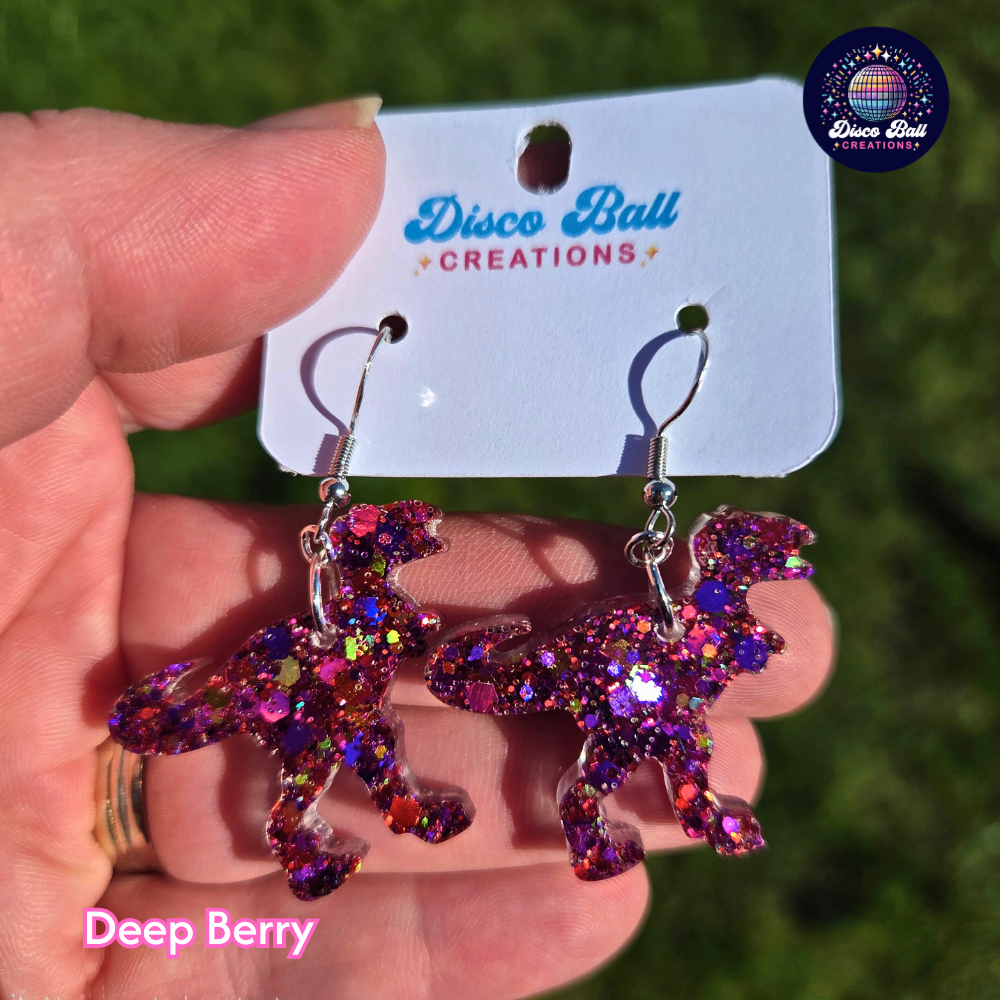 The Glitter-Saurus Rex Dinosaur Earrings