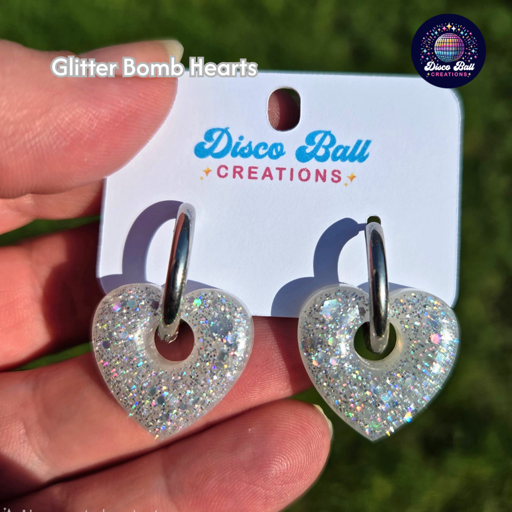 Hoop Drops - Hand-Poured Resin Heart, Flower, Hoop & Star Earrings