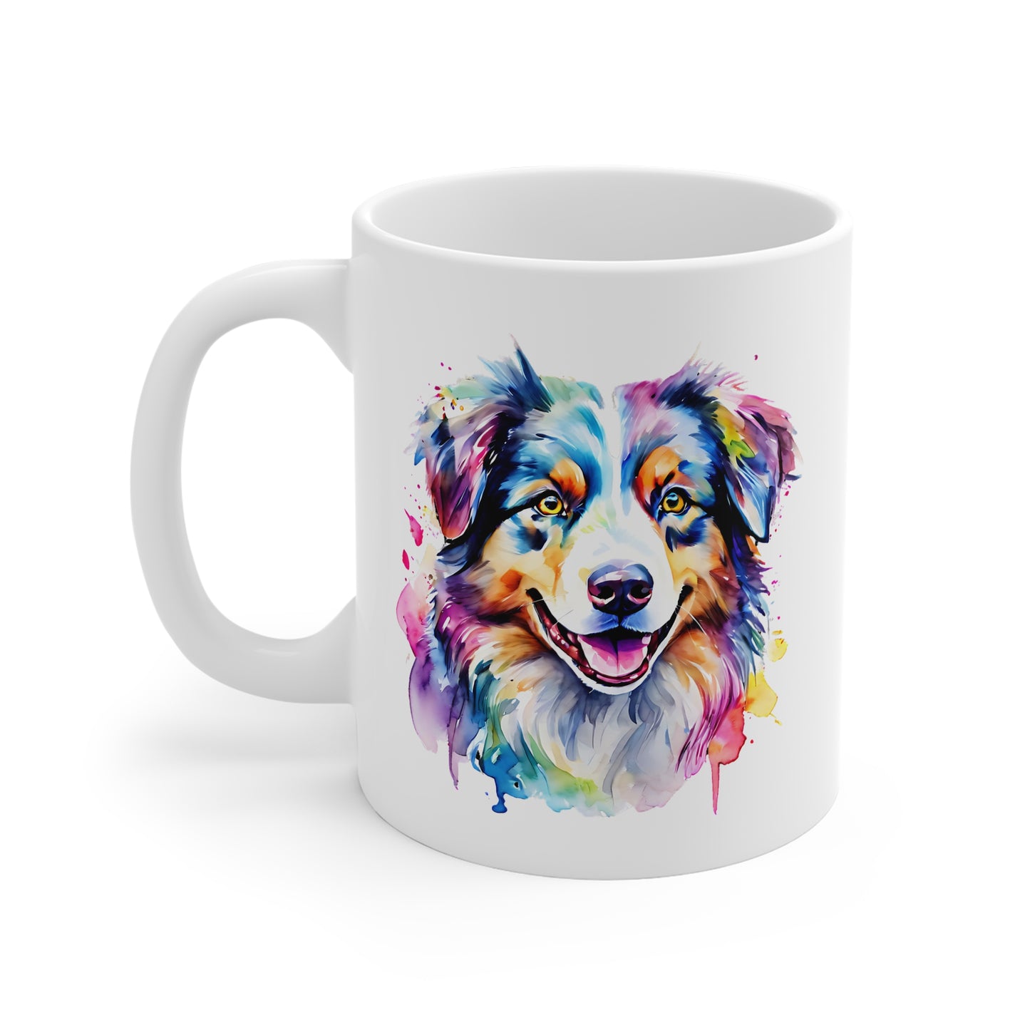 Australian Shepherd Mug Watercolour  – Watercolour Dog Art, Colourful Gift for Pet Lovers