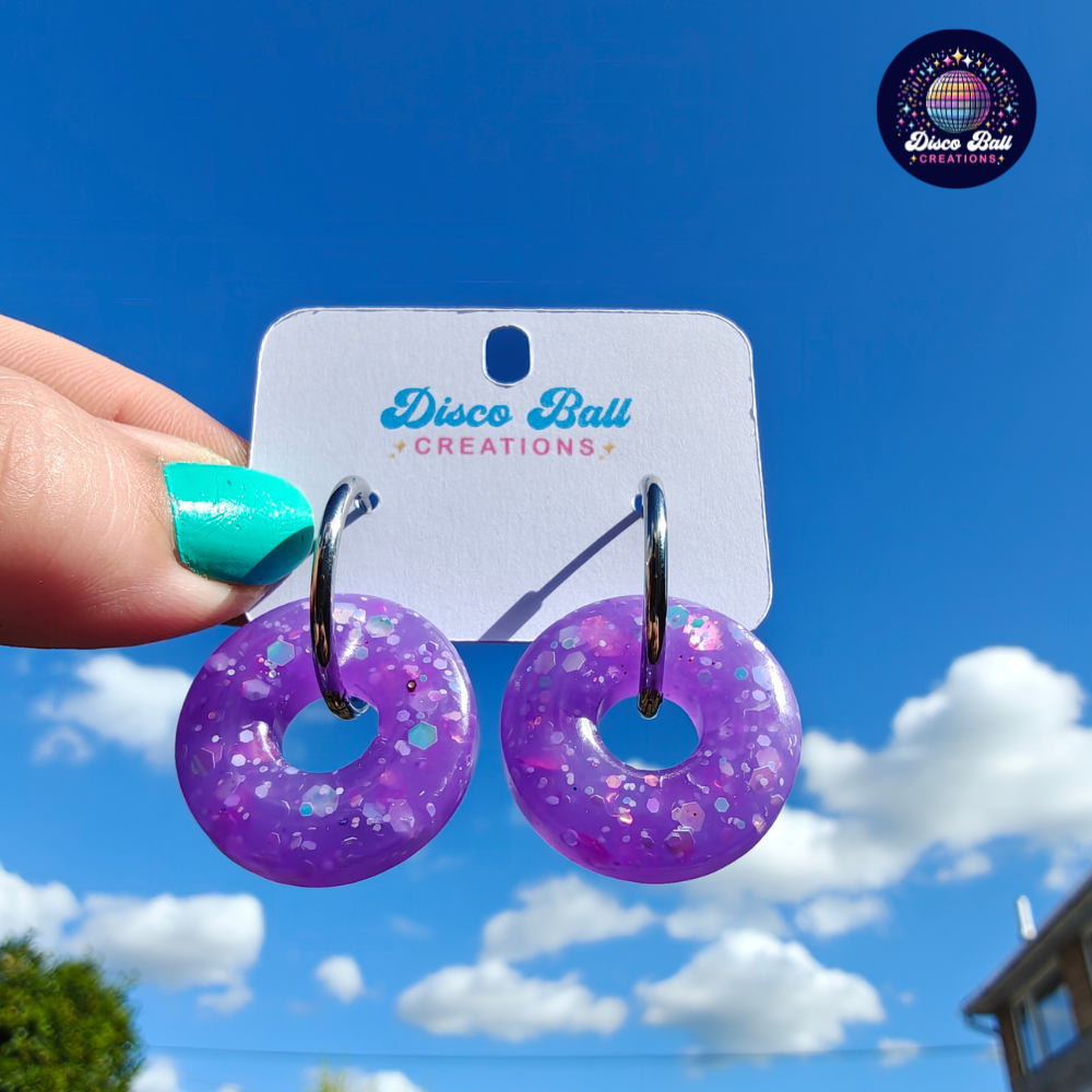 Hoop Drops - Hand-Poured Resin Heart, Flower, Hoop & Star Earrings