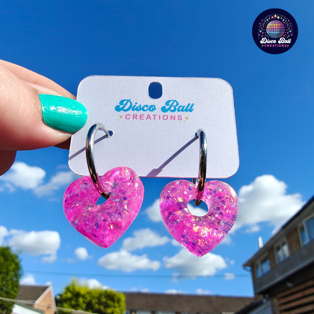 Hoop Drops - Hand-Poured Resin Heart, Flower, Hoop & Star Earrings