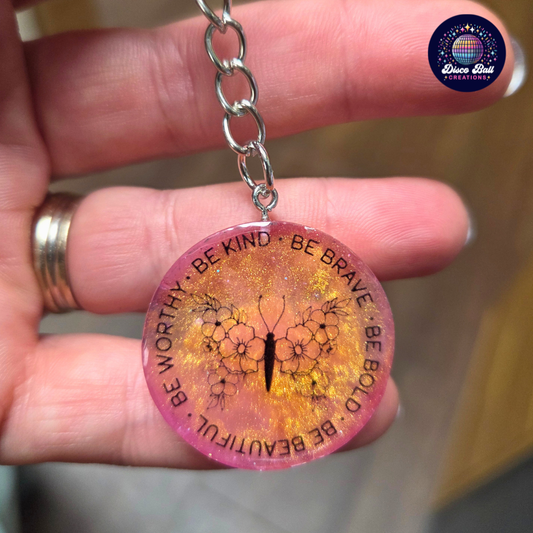 Handmade Resin Inspirational Quote Keyring - Positive Affirmation Keychain