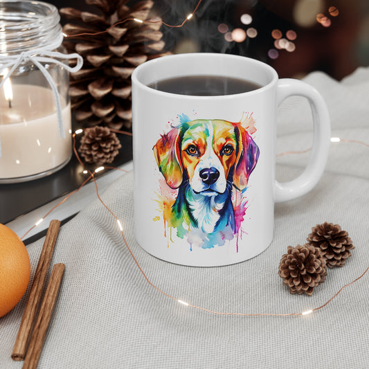 Beagle Mug – Colourful Watercolour Dog Art Gift for Beagle Lovers