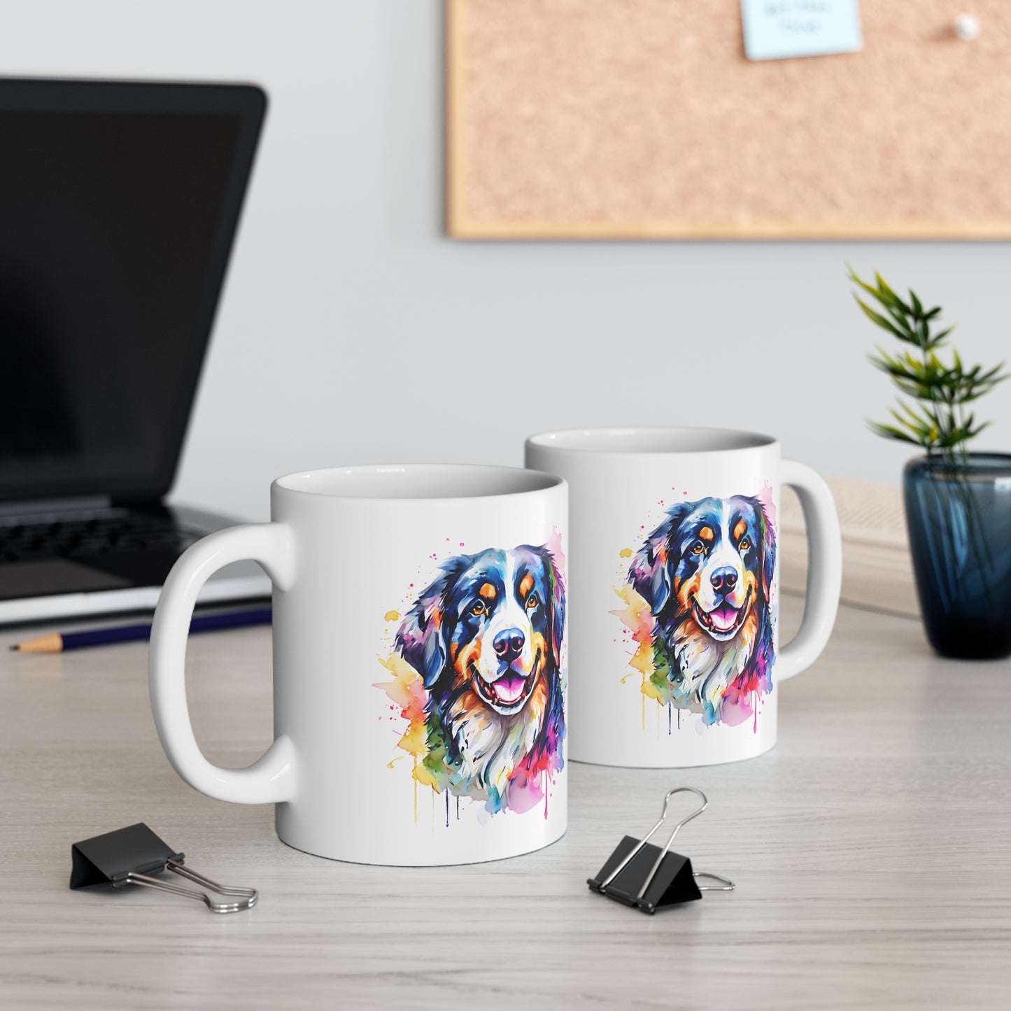 Bernese Mountain Dog Mug – Colourful Watercolour Dog Art Gift for Dog Lovers