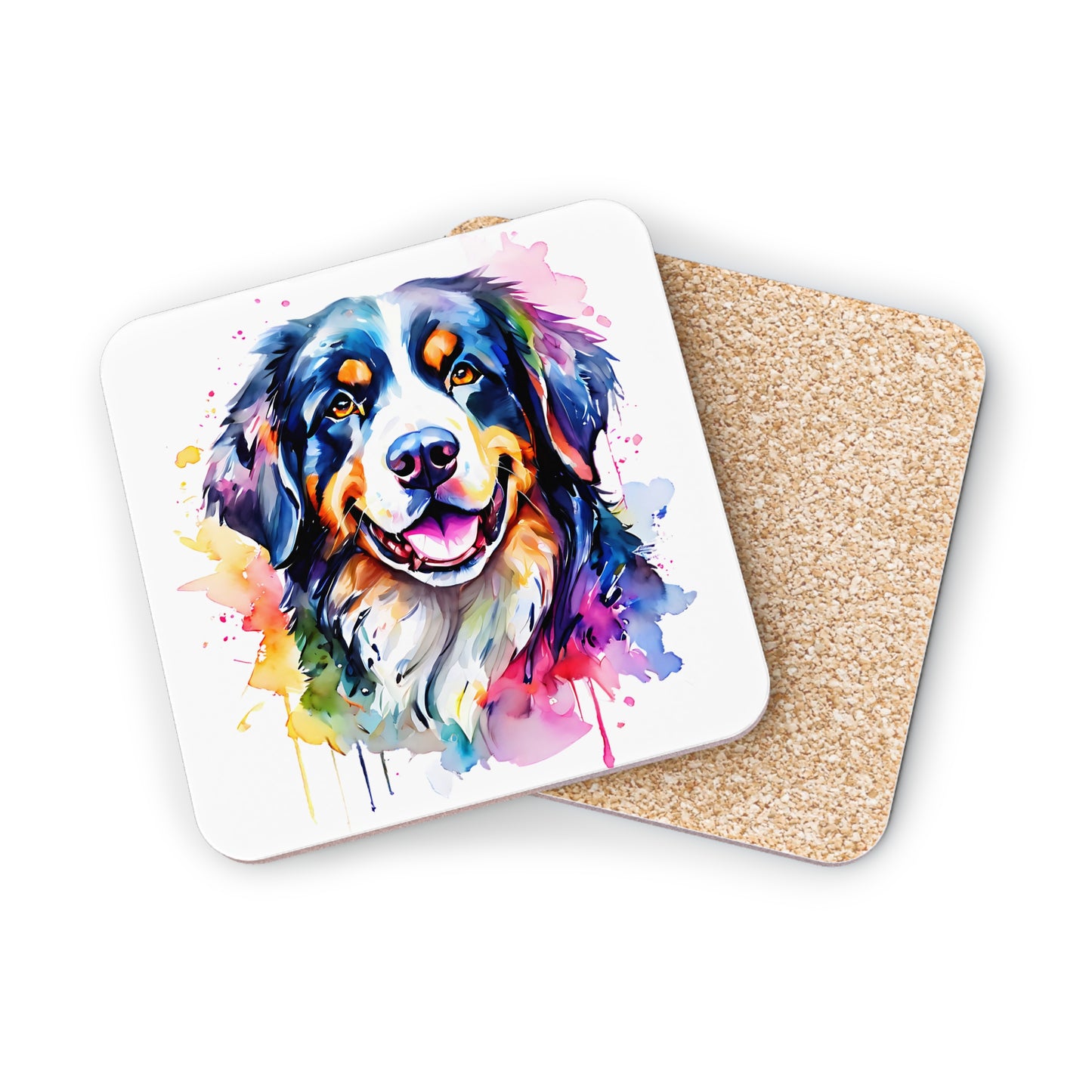 Bernese Mountain Dog Coaster – Colourful Watercolour Dog Art Gift for Dog Lovers