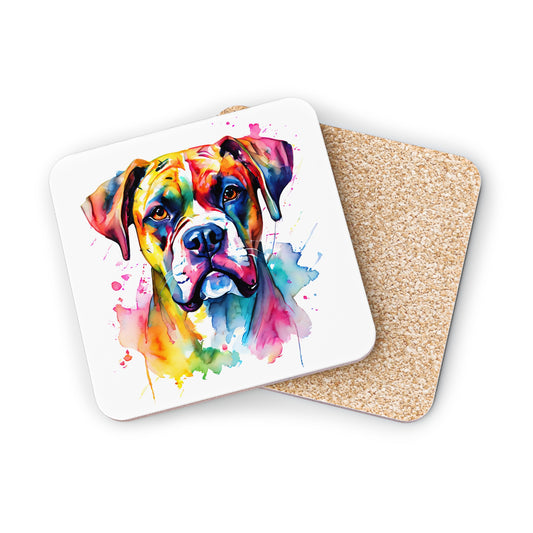 Boxer Dog Coaster – Colourful Watercolour Dog Art Gift for Boxer Lovers