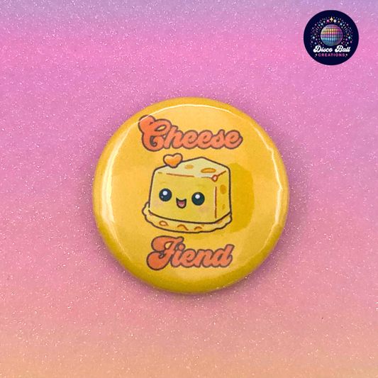 Kawaii Cheese Fiend Badge | Foodie Gift | Funny Button | Cheese Lover Present