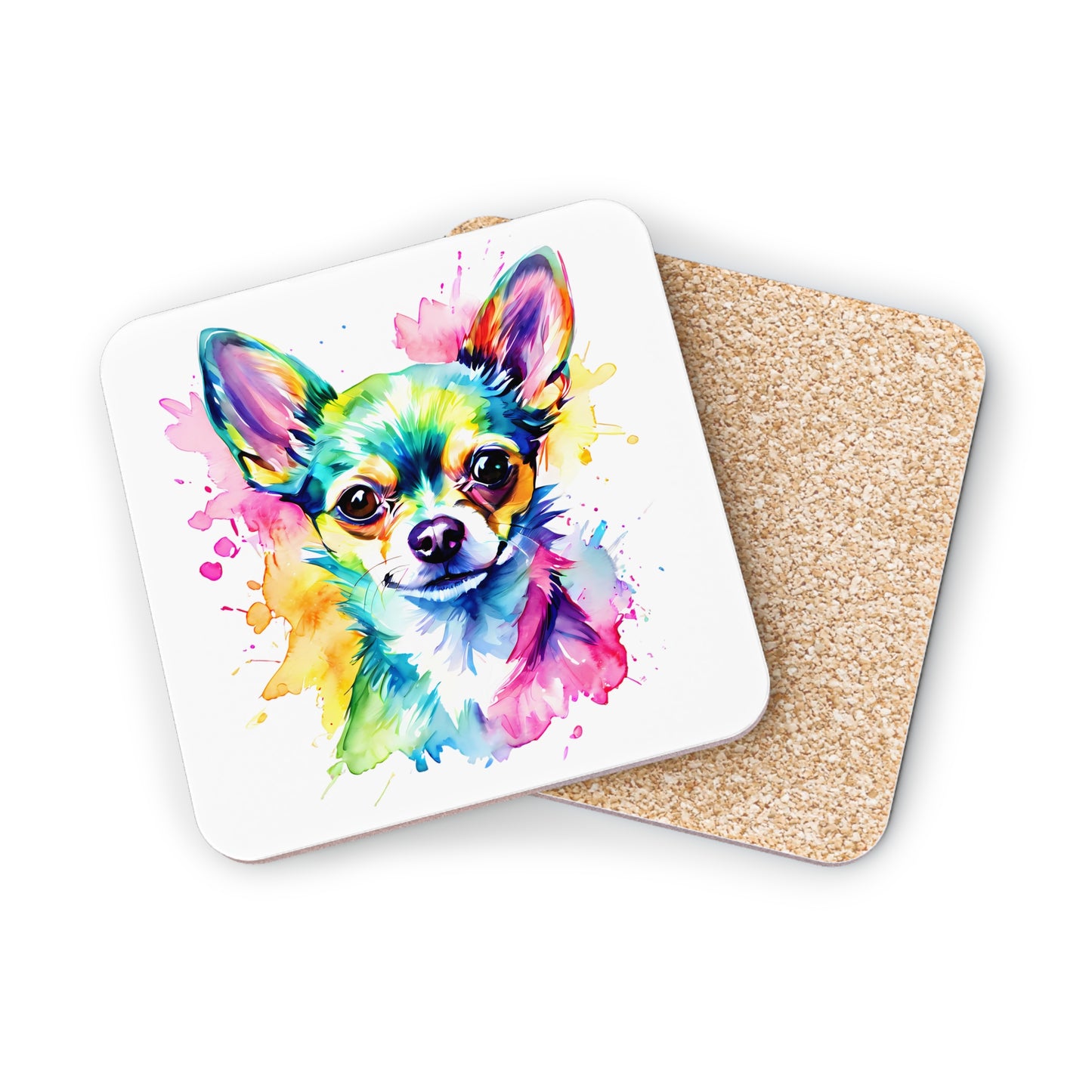 Chihuahua Coaster – Colourful Watercolour Dog Art Gift for Chihuahua Lovers