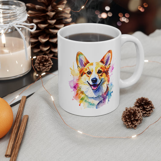 Corgi Colorful Watercolor Mug – Perfect Gift for Corgi Lovers