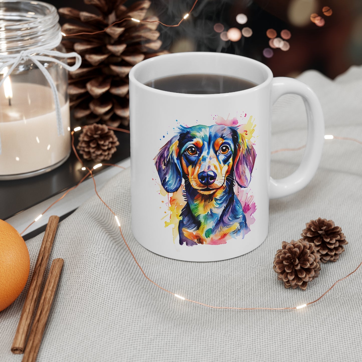 Dachshund Mug – Colourful Watercolour Dog Art Gift for Dachshund Lovers