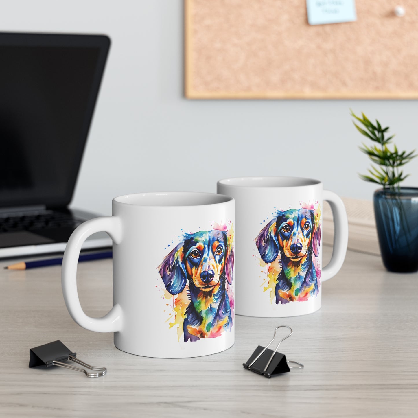 Dachshund Mug – Colourful Watercolour Dog Art Gift for Dachshund Lovers