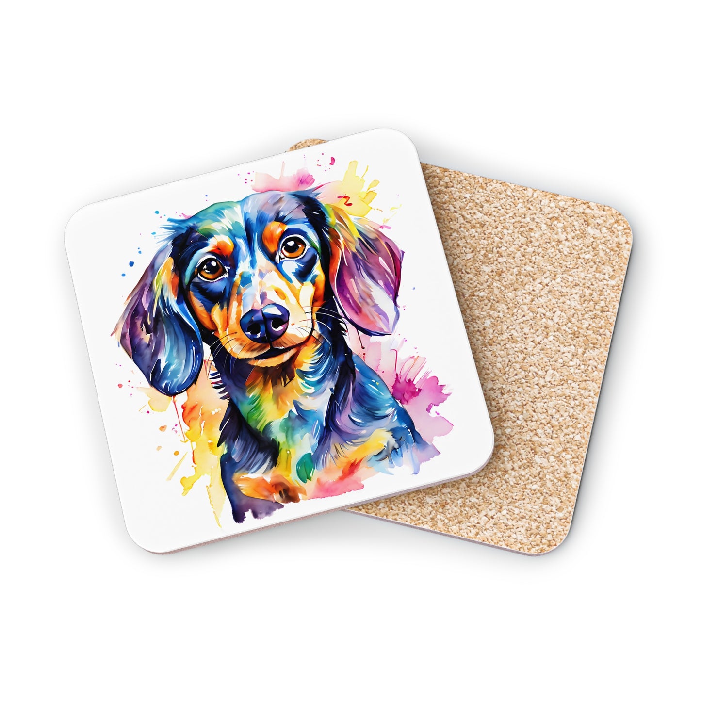 Dachshund Coaster – Colourful Watercolour Dog Art Gift for Dachshund Lovers