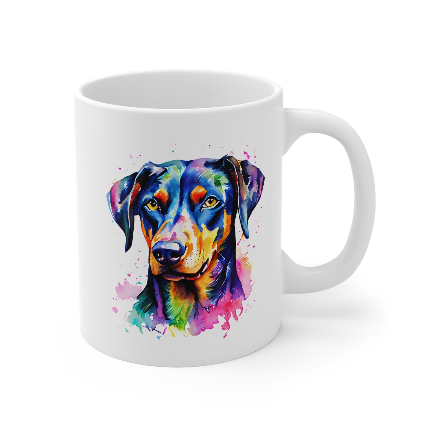 Doberman Mug – Colourful Watercolour Dog Art Gift for Doberman Lovers