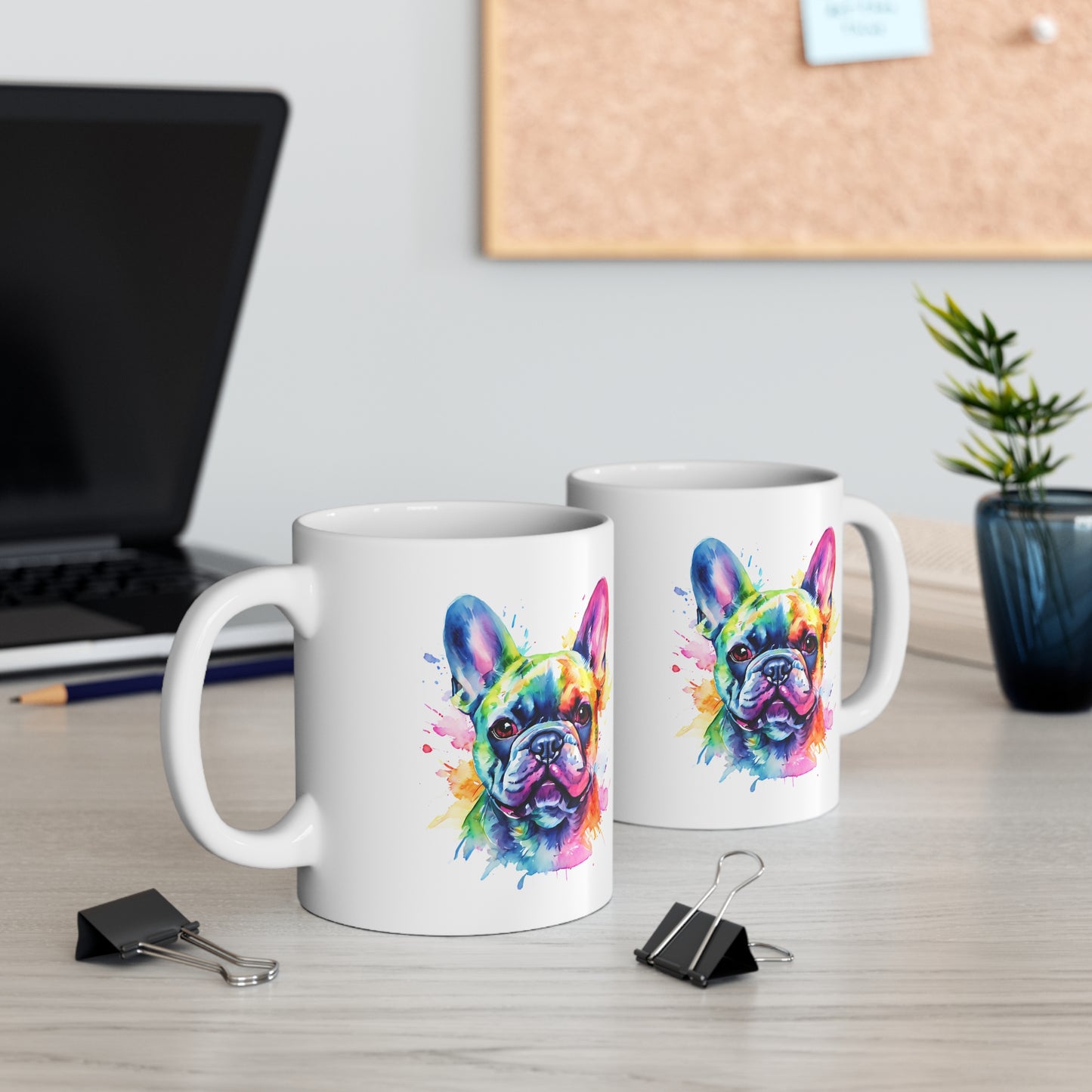 French Bulldog Mug – Colourful Watercolor Dog Art Gift for Frenchie Lovers