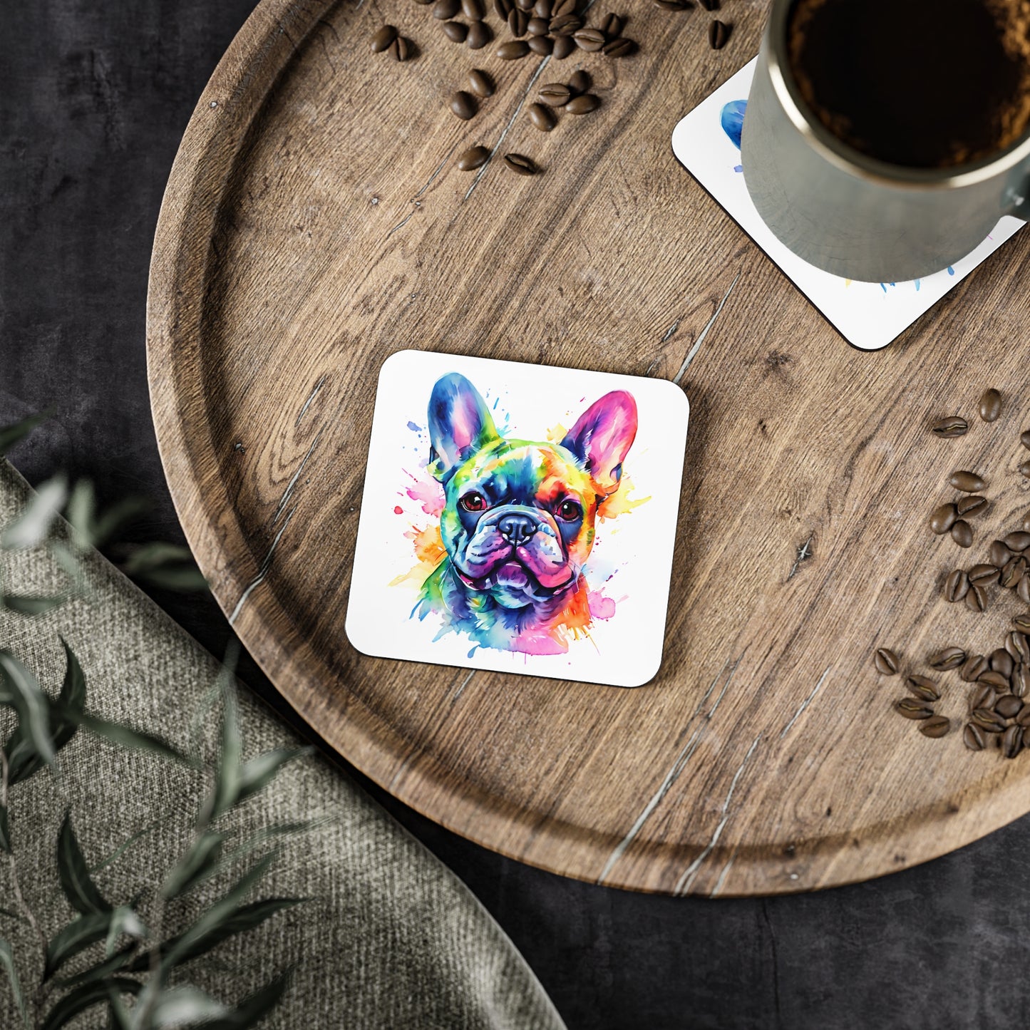 French Bulldog Coaster – Colourful Watercolour Dog Art Gift for Frenchie Lovers