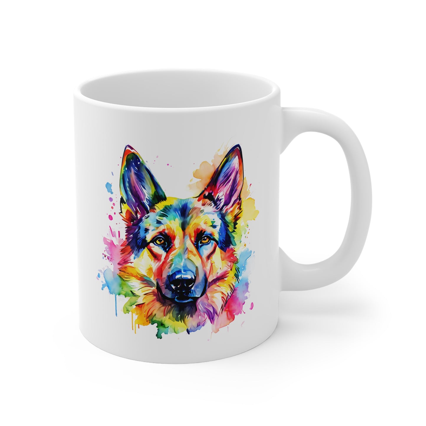 German Shepherd Alsatian Mug – Colourful Watercolour Dog Art Gift for Dog Lovers