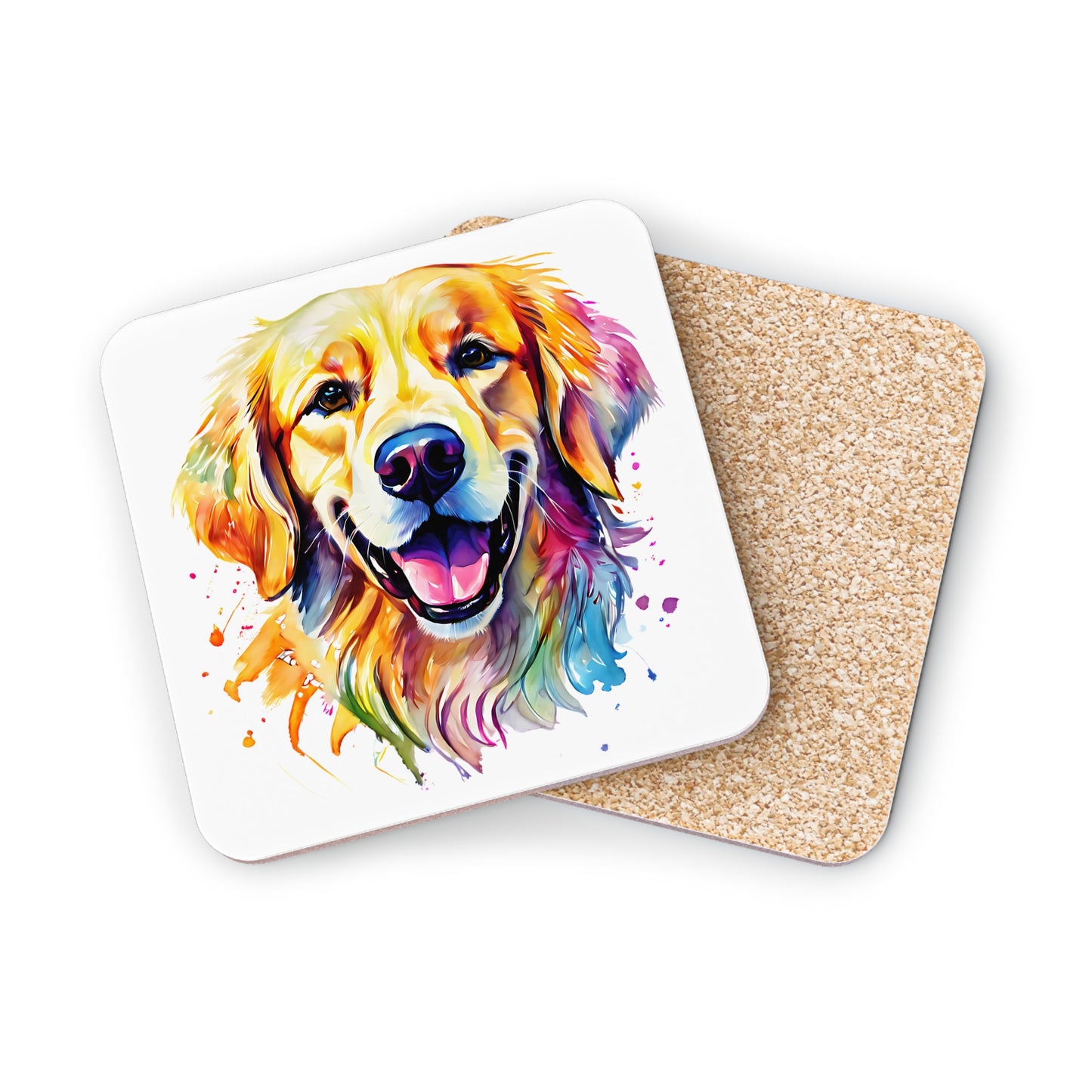 Golden Retriever Coaster – Colourful Watercolour Dog Art Gift for Dog Lovers