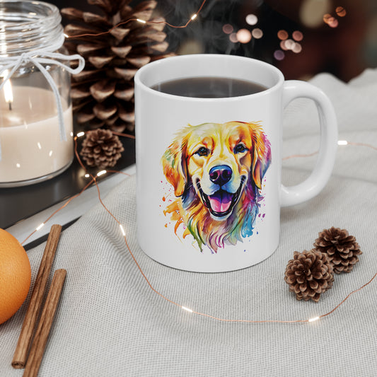 Golden Retriever Mug – Colourful Watercolour Dog Art Gift for Dog Lovers