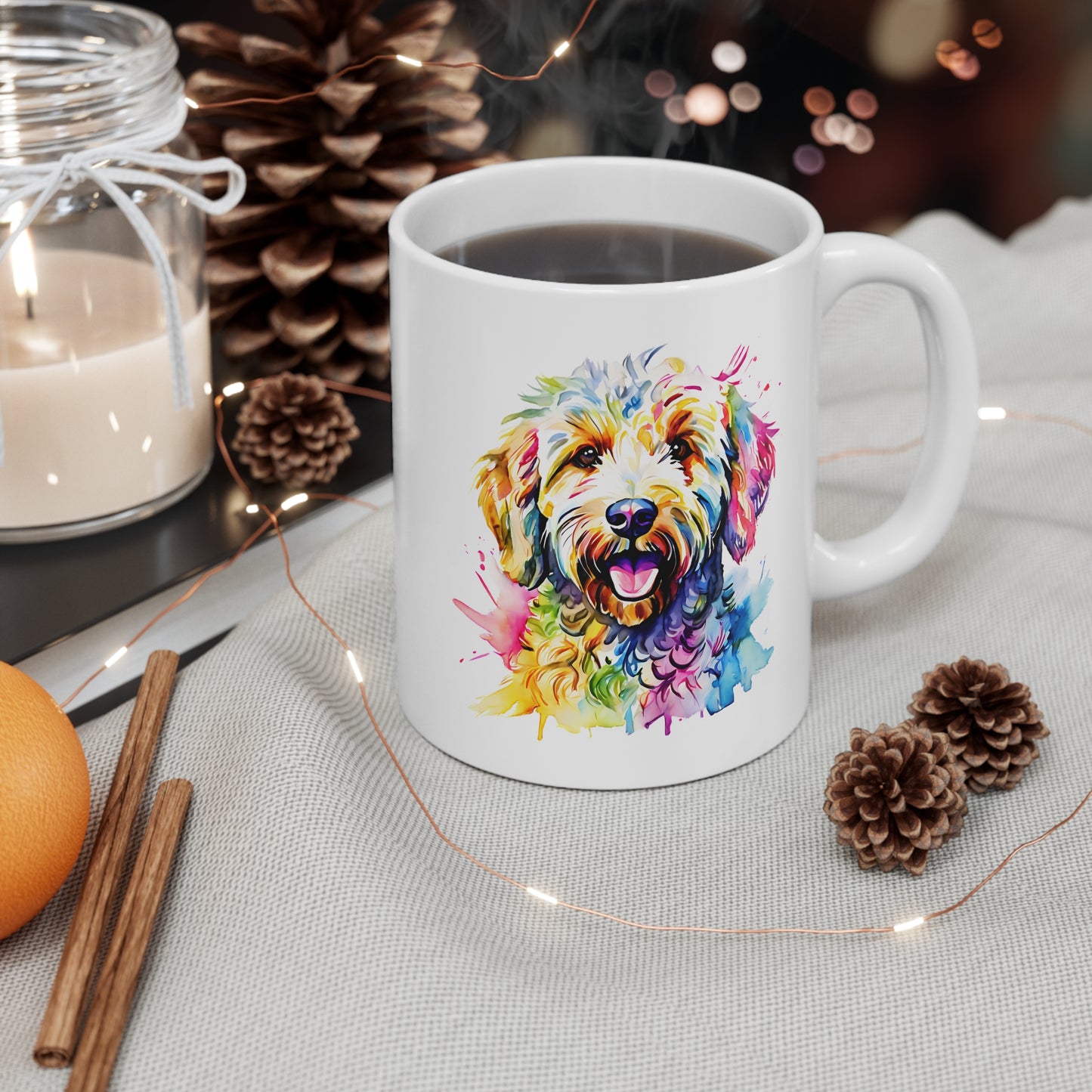 Goldendoodle Mug – Colourful Watercolour Dog Art Gift for Dog Lovers