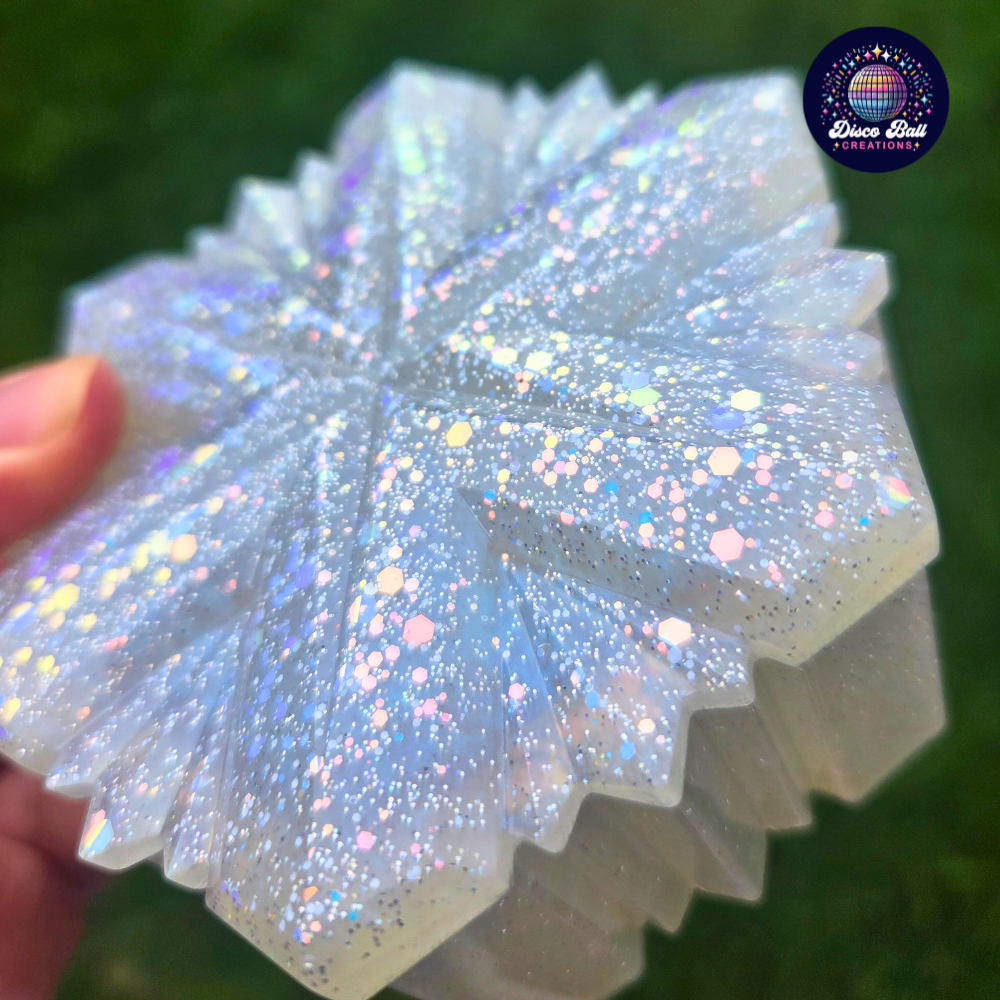 Snowflake Pot - Glitter Resin Jewellery Box & Christmas Décor