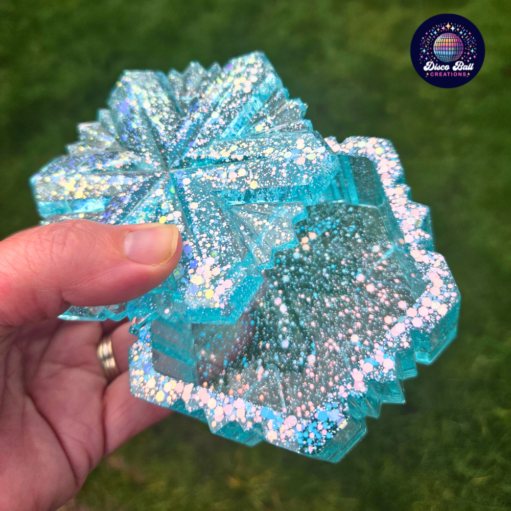 Snowflake Pot - Glitter Resin Jewellery Box & Christmas Décor