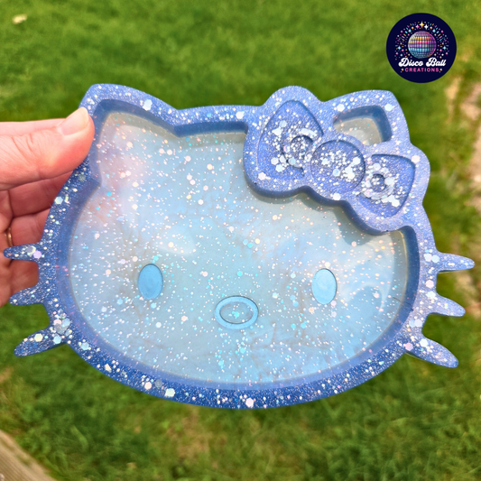 Sparkle Kitty Trinket Tray | Cute Cat Jewellery Dish | Kawaii Glitter Resin Decor